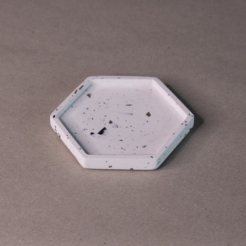 Glassbrikke-sett (hvit med sorte og terracotta terrazzo)